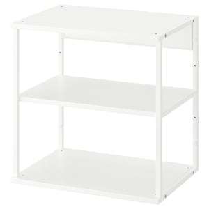 White PLATSA shelf with 2 honeycomb shelves, minimalist.