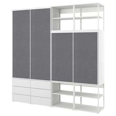 PLATSA Open wardrobe w 4 sliding drs+6 dr, white Larkollen/dark grey FONNES white, 240x42x241 cm