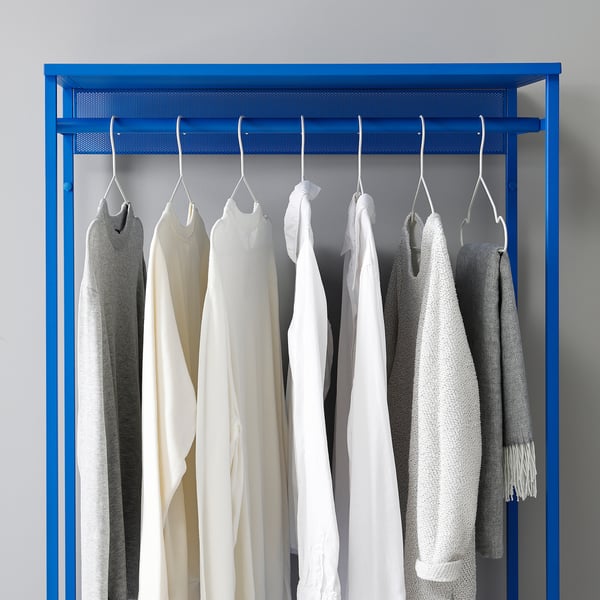 PLATSA open wardrobe with 3 drawers, white Fonnes/blue, 80x42x191 cm - IKEA