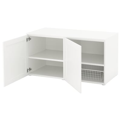 PLATSA Storage bench, white/Sannidal white, 120x57x63 cm