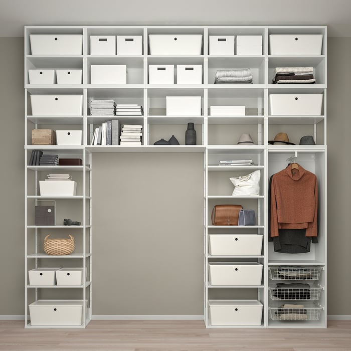 PLATSA wardrobe w 6 doors, white STRAUMEN mirror glass /FONNES white, 300x42x301 cm IKEA