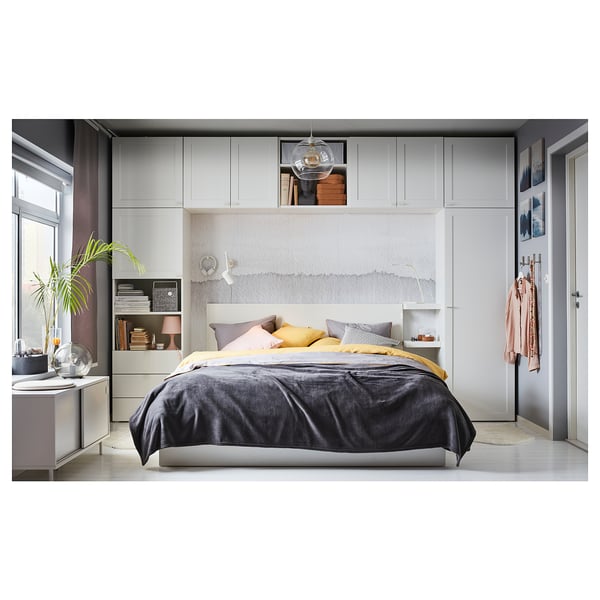 PLATSA Wardrobe with 8 doors+3 drawers, white/Fonnes Sannidal, 340x42x241 cm