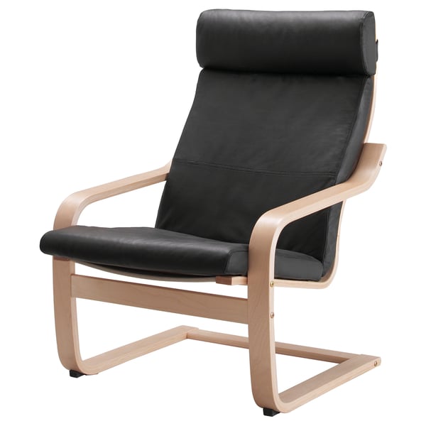 Poang Armchair Birch Veneer Smidig Black Ikea