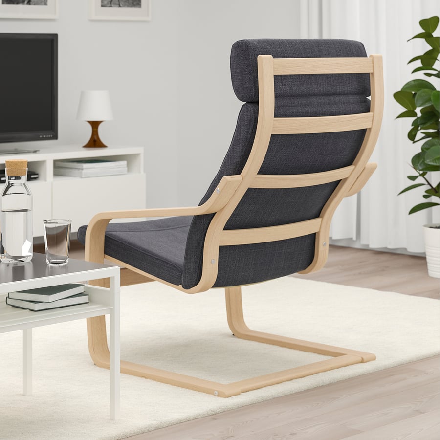 POÄNG armchair, white stained oak veneer/Hillared anthracite IKEA