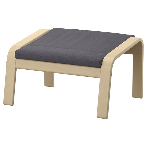 POÄNG Footstool, birch veneer/Skiftebo dark grey