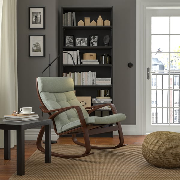 POÄNG Rocking-chair, brown/Gunnared light green
