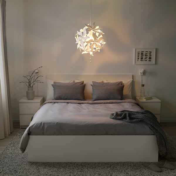 RAMSELE Pendant lamp, flower/white, 43 cm