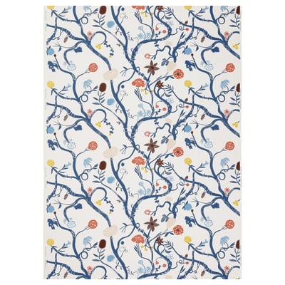 REVFINGERÖRT Pre-cut fabric, botanical details/white multicolour, 150x300 cm