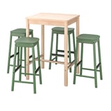 RÖNNINGE / RÖNNINGE Bar table and 4 bar stools, birch/green