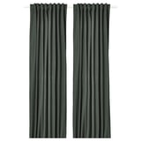 ROSENMANDEL Block-out curtains, 1 pair, dark green/with heading tape, 135x250 cm