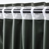 ROSENMANDEL Block-out curtains, 1 pair, dark green/with heading tape, 135x250 cm