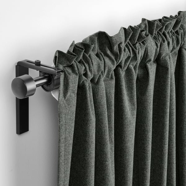 ROSENMANDEL Block-out curtains, 1 pair, dark green/with heading tape, 135x250 cm