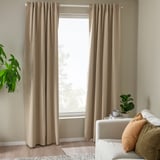 ROSENMANDEL Room darkening curtains, 1 pair, yellow-beige/with heading tape, 135x250 cm