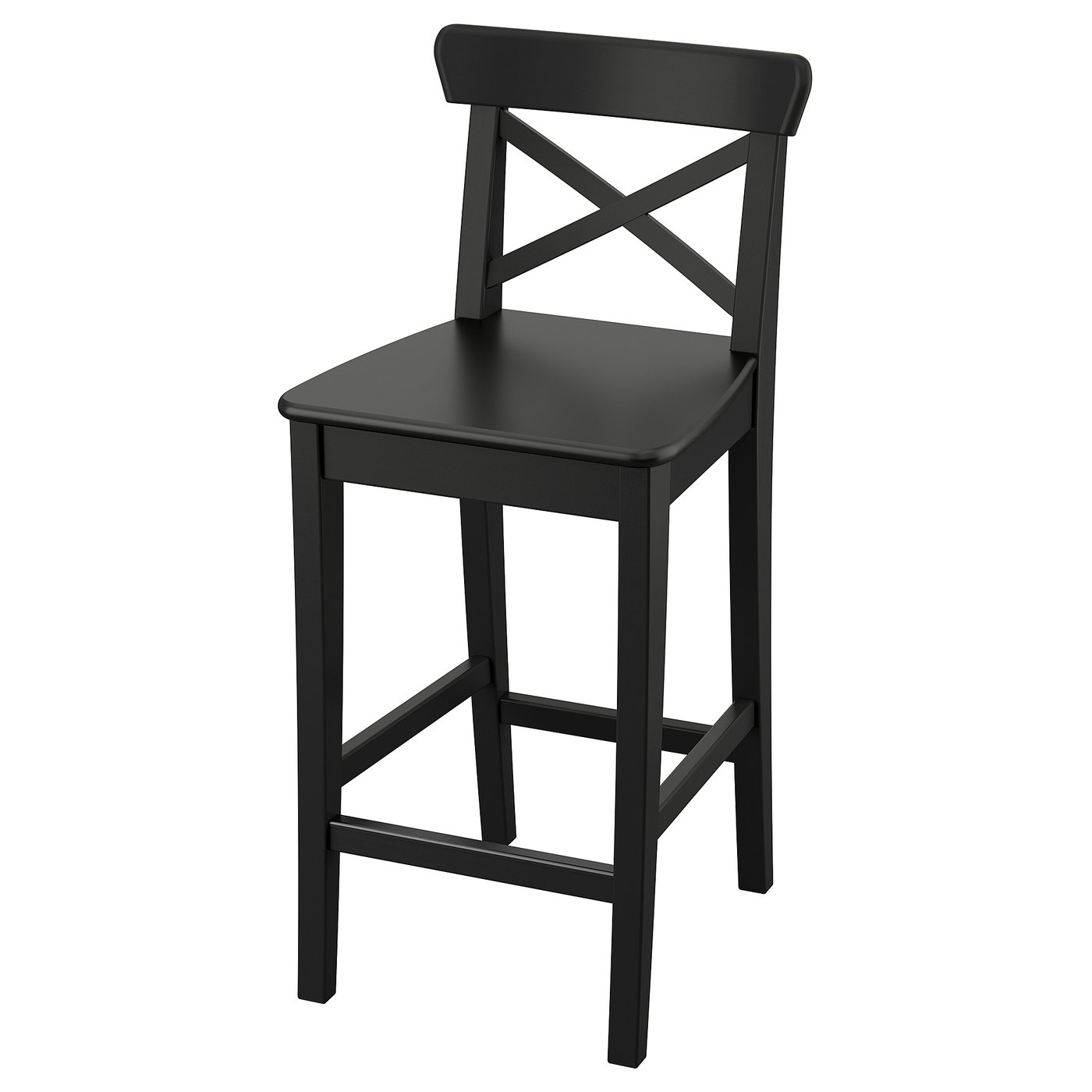 ROSENTORP Bar stool with backrest, counter height/black, 63 cm
