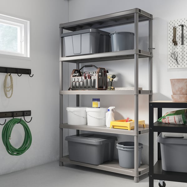 RUNMARÖ Shelving unit, dark grey indoor /outdoor, 120x40x188 cm