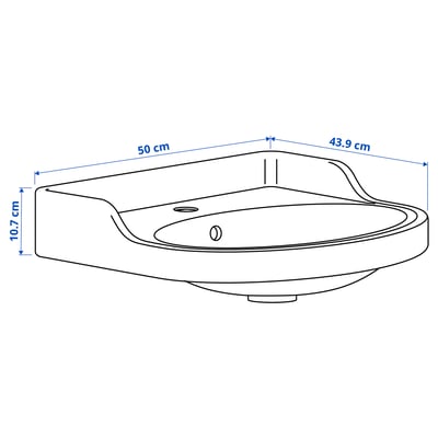 RUTSJÖN Semi-recessed wash-basin, white, 50x44 cm