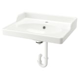 RUTSJÖN Wash-basin with water trap, white, 62x49 cm