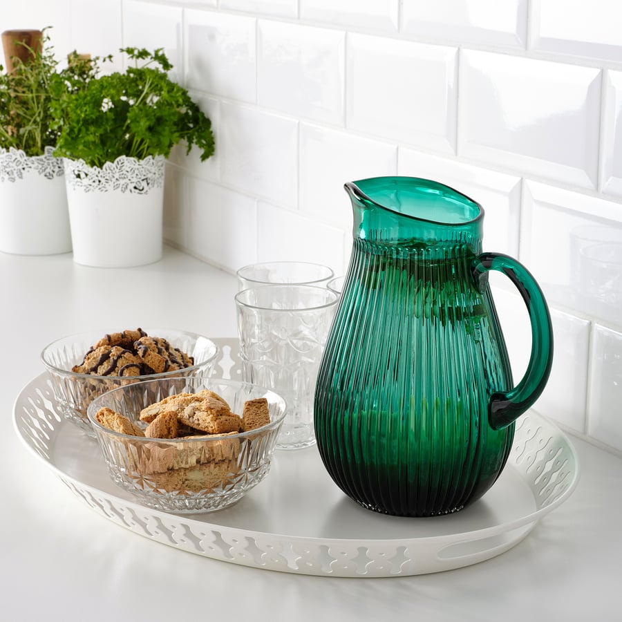 SÄLLSKAPLIG jug, patterned/green, 2 l IKEA