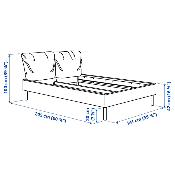SAGESUND Upholstered bed frame, Gräsbo white, Full/Double
