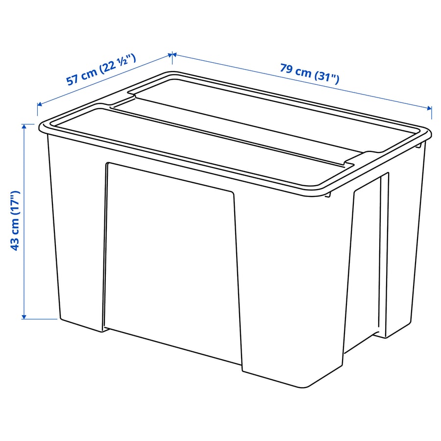 SAMLA box with lid, transparent, 79x57x43 cm/130 l IKEA