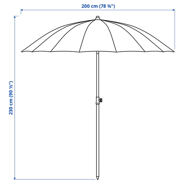 Illustration with measurements for the product: SAMSÖ.