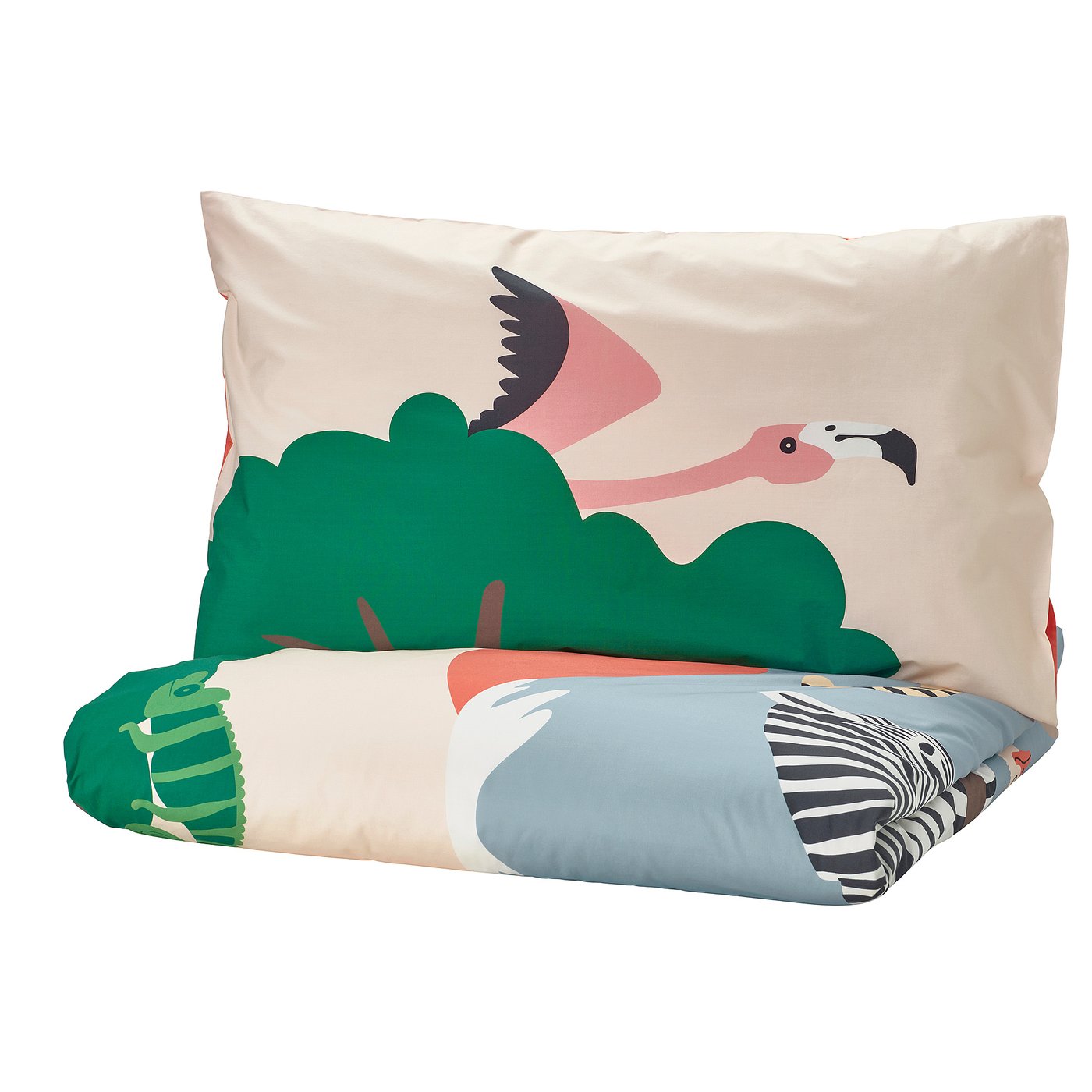 SANDLÖPARE Duvet cover and pillowcase - multicolour/savannah 150x200/50x80 cm