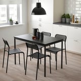 SANDSBERG / ADDE Table and 4 chairs, black/black, 110x67 cm