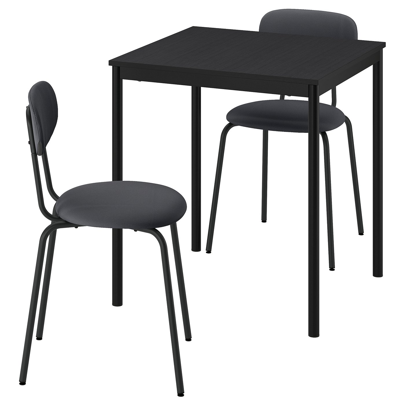 SANDSBERG Table and 2 chairs - black black/Remmarn anthracite anthracite 67x67 cm
