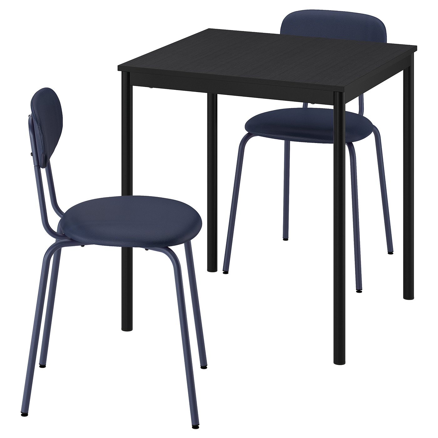 SANDSBERG Table and 2 chairs - black black/Remmarn dark blue dark blue 67x67 cm