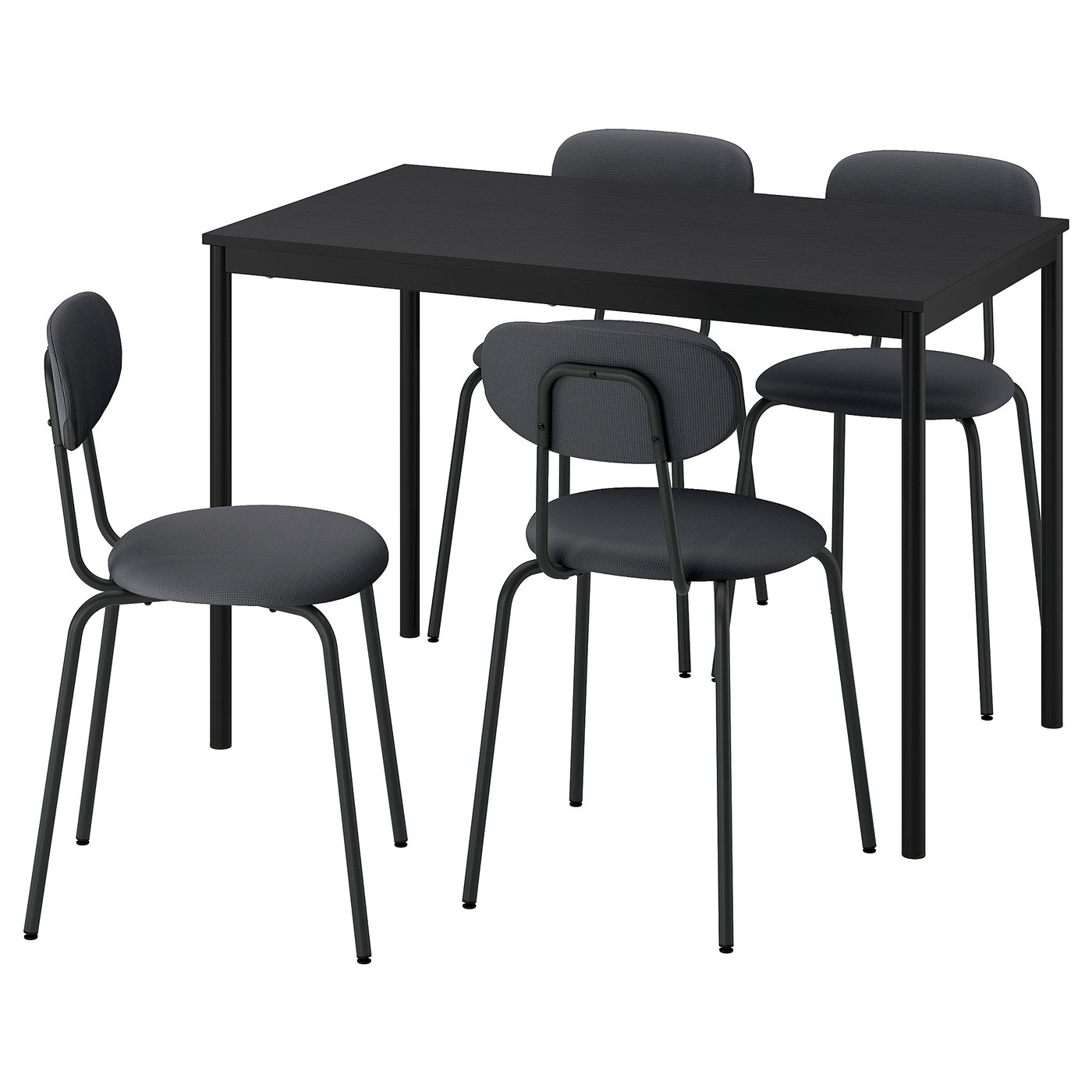 SANDSBERG Table and 4 chairs - black black/Remmarn anthracite anthracite 110x67 cm