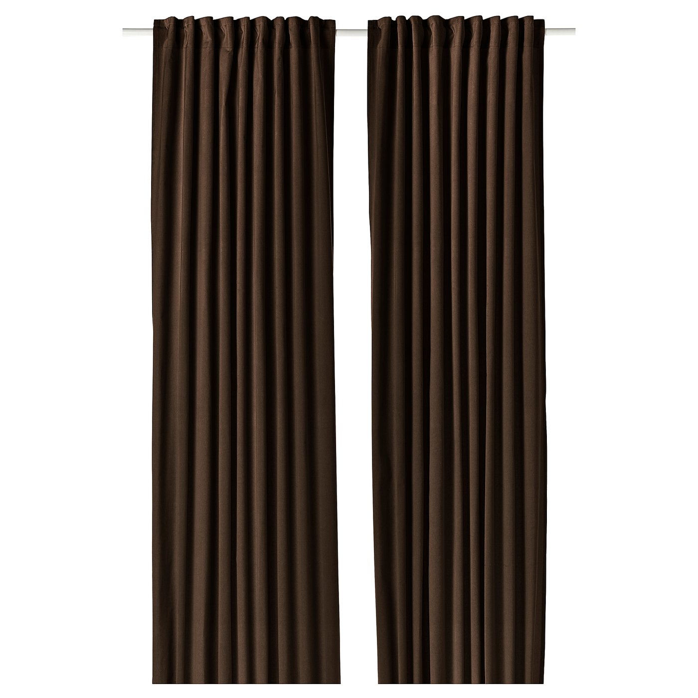 SANELA Curtains, 1 pair - dark brown/with heading tape 140x250 cm