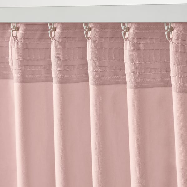 SANELA Curtains, 1 pair, pale pink/with heading tape, 140x250 cm