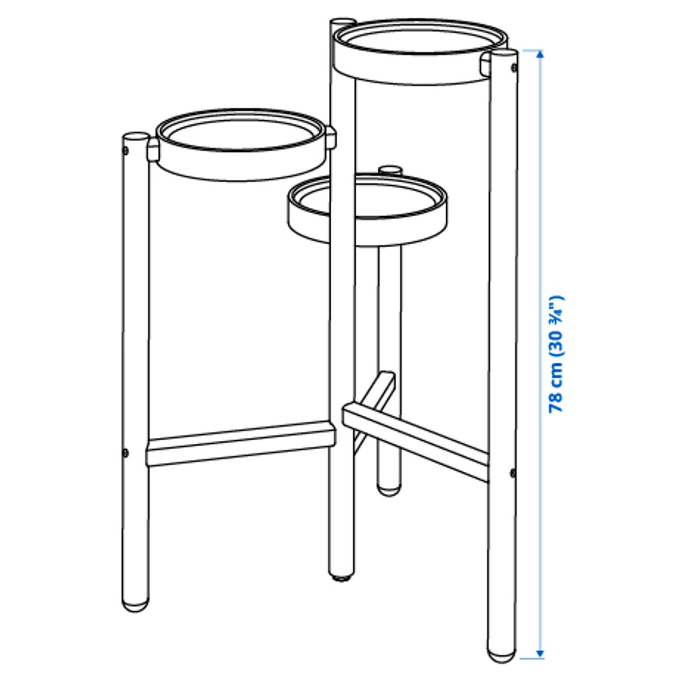 SATSUMAS Bamboo Plant Stand White 78 cm - Stylish & Durable