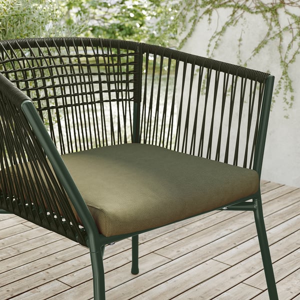 SEGERÖN Chair with armrests, outdoor, dark green