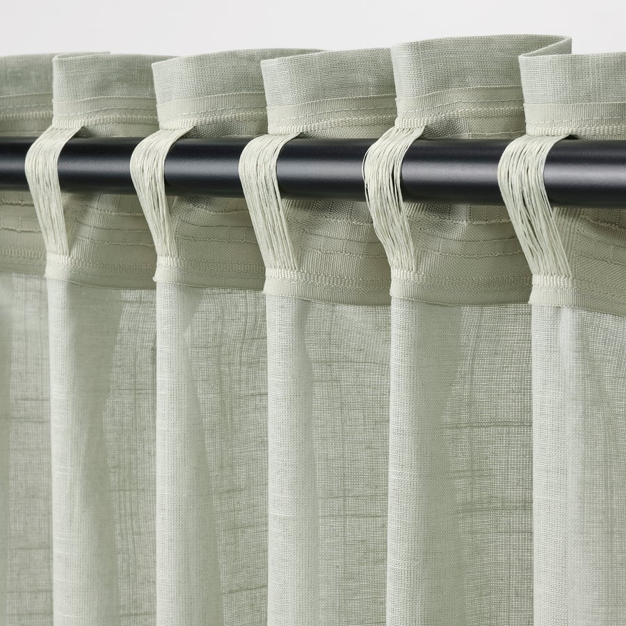 SILVERLÖNN Sheer curtains, 1 pair, light green, 145x250 cm IKEA