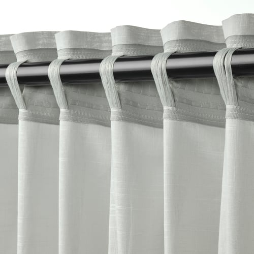 Silverlönn SILVERLÖNN sheer curtains, 1 pair, light grey/with heading tape ...