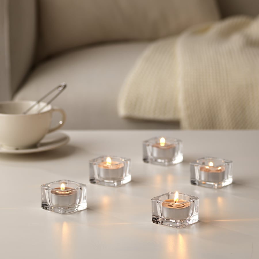 SINNLIG Scented tealight, Nutmeg and vanilla, grey IKEA