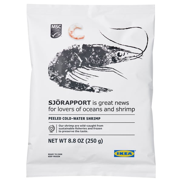 SJÖRAPPORT Peeled shrimps, MSC certified frozen, 250 g