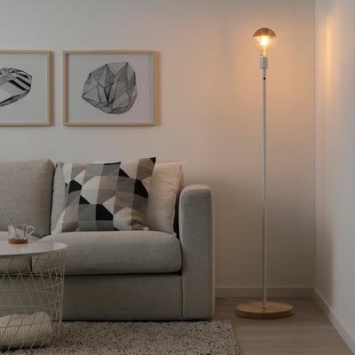 SKAFTET Floor lamp base, wood, 132 cm
