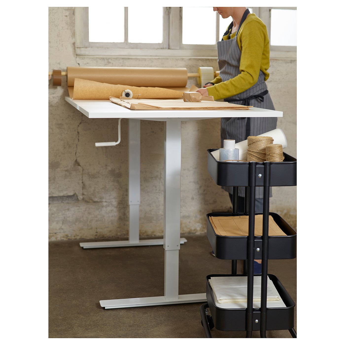 Skarsta Desk Sit Stand White 120x70 Cm Ikea