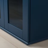 SKRUVBY Storage combination w glass doors, black-blue, 190x90 cm