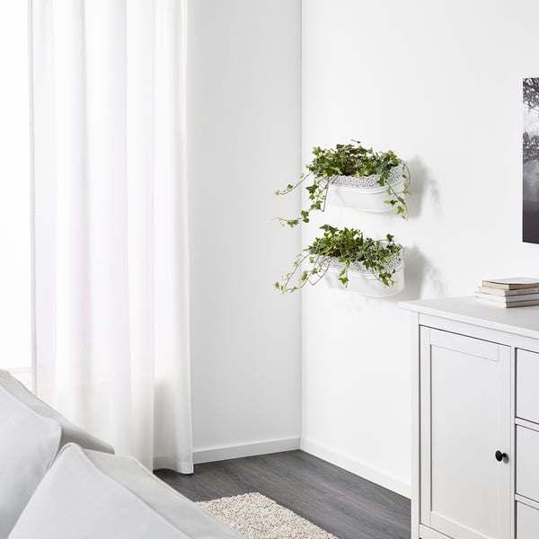 SKURAR Flower box with holder, in/outdoor, white IKEA