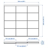 SKYTTA / HOKKSUND Sliding door combination, black/high-gloss light grey, 226x240 cm
