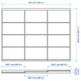 SKYTTA / HOKKSUND Sliding door combination, white/high-gloss light grey, 301x205 cm