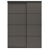 SKYTTA / MEHAMN Sliding door combination, black/double sided dark grey, 177x240 cm
