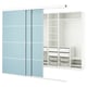 Option: SKYTTA / PAX Walk-in wardrobe with sliding doors, white double sided/Mehamn light blue, 276x160x240 cm