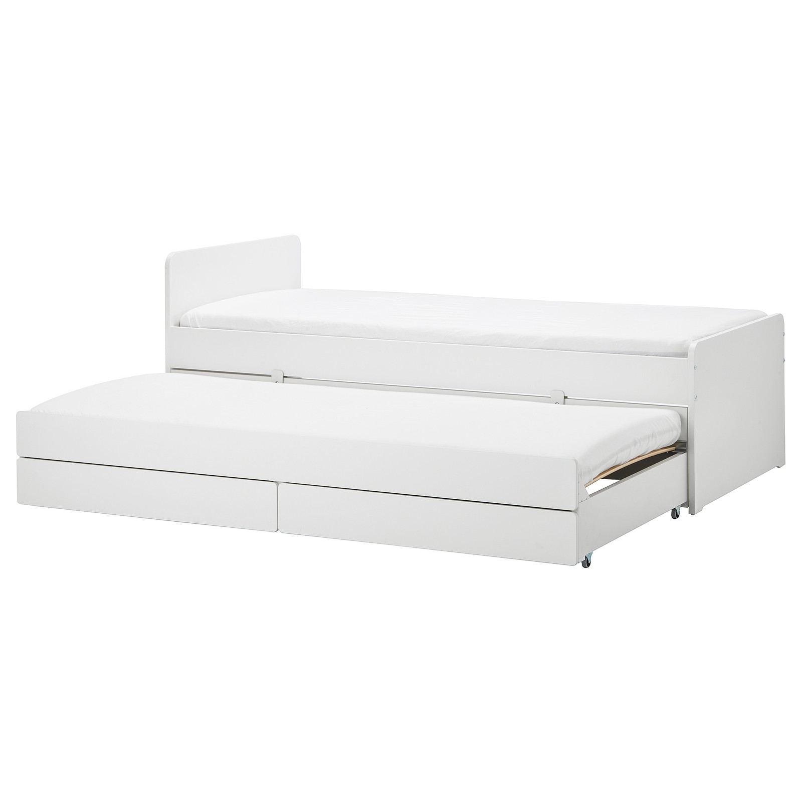 SLÄKT Bed frame with underbed and storage, white, Single IKEA