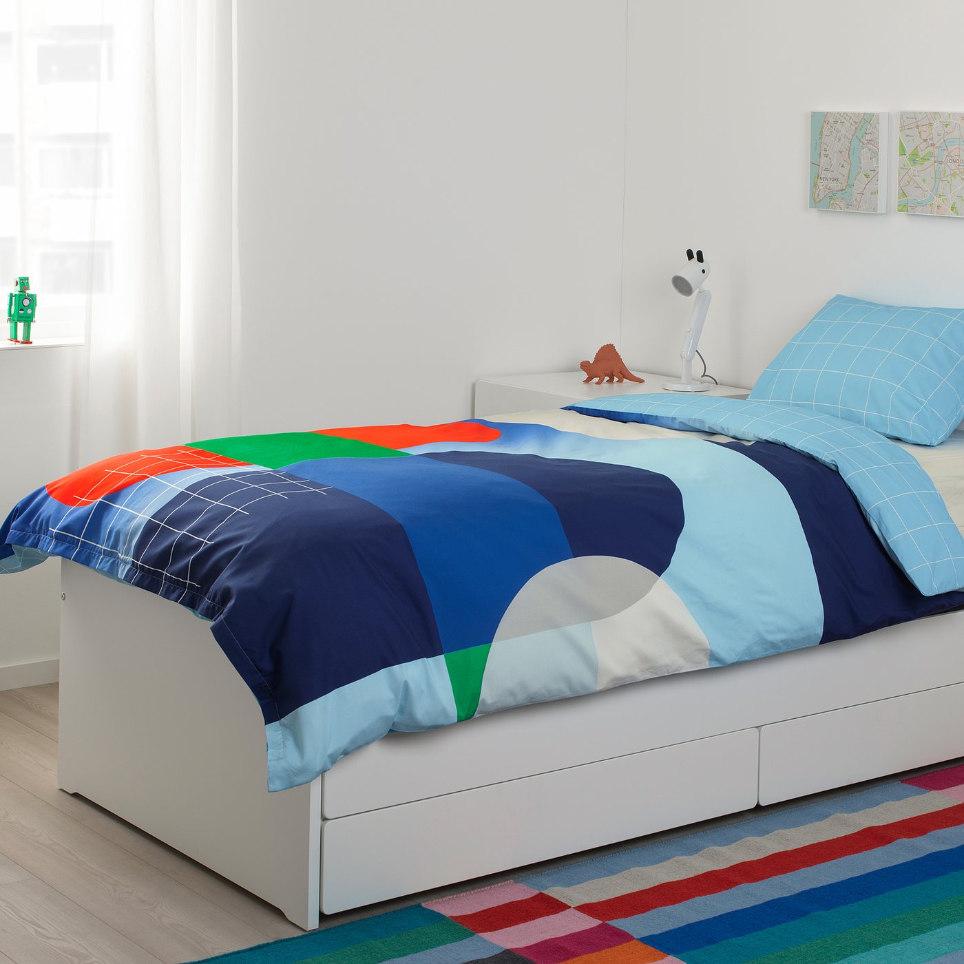 SLÄKT Bed frame with underbed and storage, white, Single IKEA