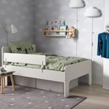 SLÄKT / NATTAPA Ext bed frm w guard rl+slat bd base, white, 91x190 cm