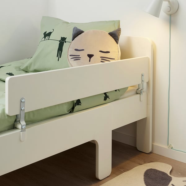 SLÄKT / NATTAPA Ext bed frm w guard rl+slat bd base, white, 91x190 cm